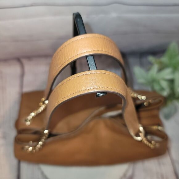 Michael Kors Jet Set Large Tan Genuine Soft Leather Shoulder Hobo Bag - Picture 8 of 16